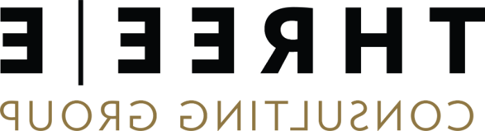 Three E Consulting Group Black and Yellow Text Logo