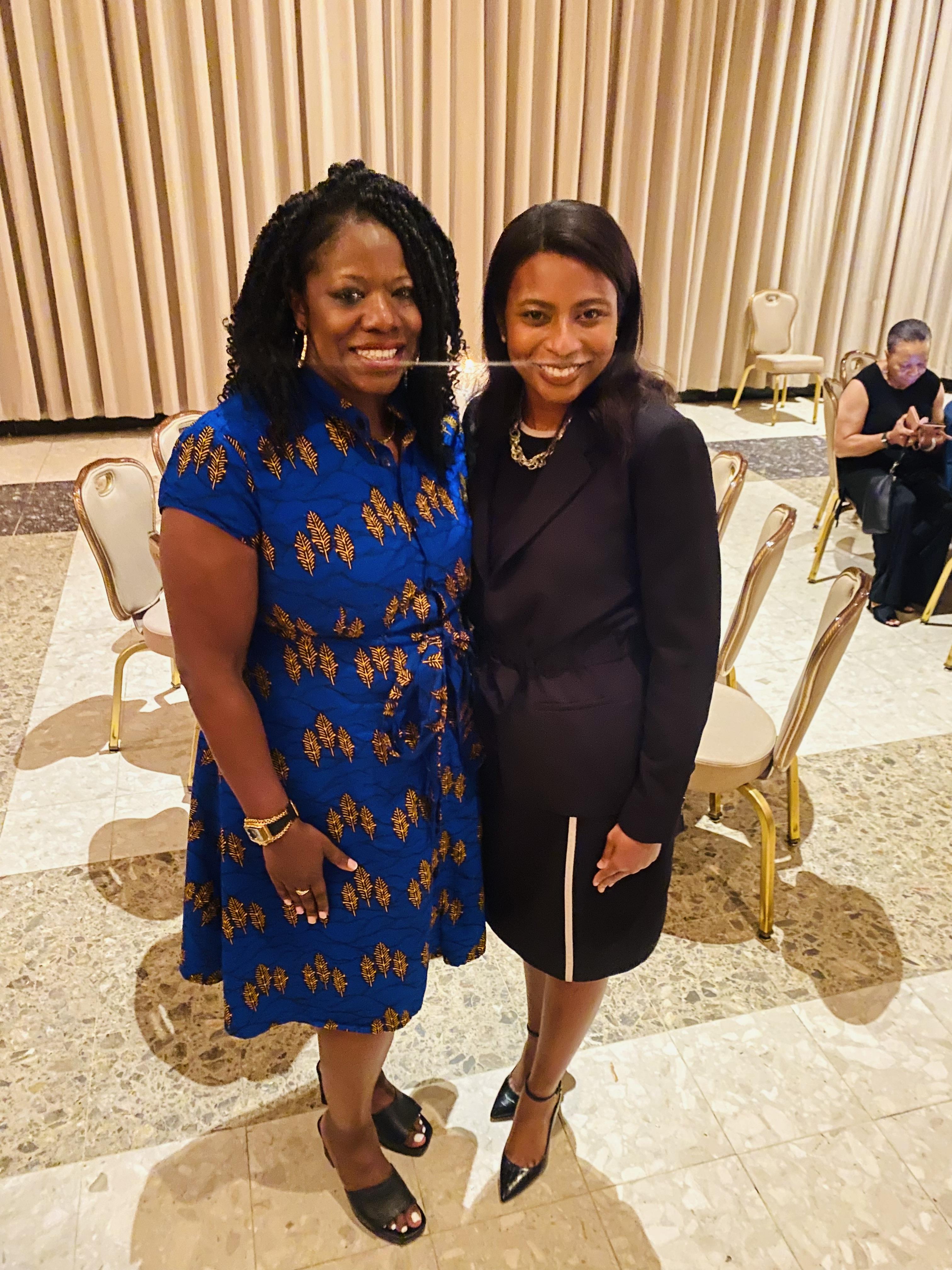 Gavette Richardson Duncan smiles with Prince George's County State's Attorney, Aisha Braveboy